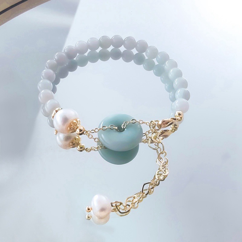 Vòng Đeo Tay Chuỗi Hạt Ngọc Trai Màu Xanh Dương Thời Trang Xinh Xắn Cho Nữ