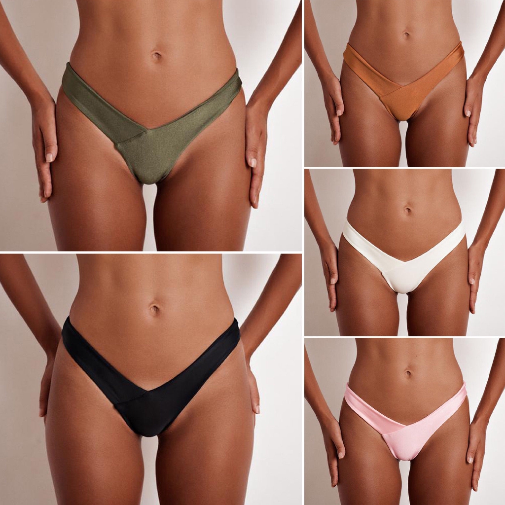 Women Brazilian Cheeky Bottom Thong V Swimsuit Bikini Beach Summer Plain | BigBuy360 - bigbuy360.vn