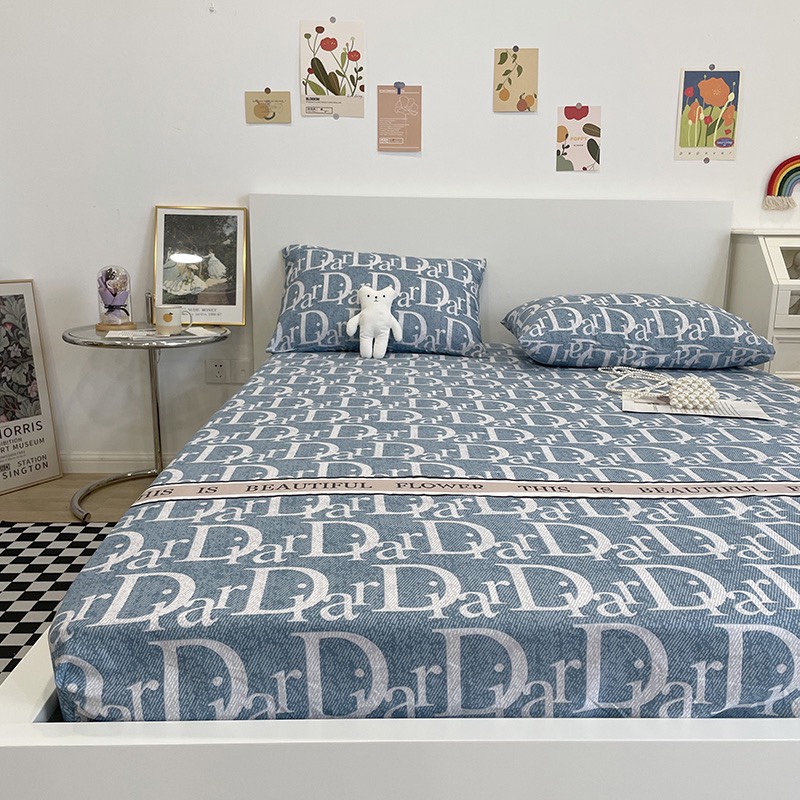 Bộ ga gối ETAMI BEDDING Dior drap giường cotton poly 5D, ga trải giường + 2 vỏ gối nằm