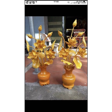 Bình Hoa Sen Gỗ Mít