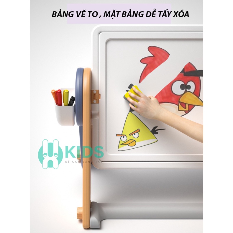 Bộ bàn xếp hình kiêm bảng vẽ đa năng 6 in1 cho trẻ em, thiết kế dáng chữ A xoay 180 độ, gấp gọn dễ dàng