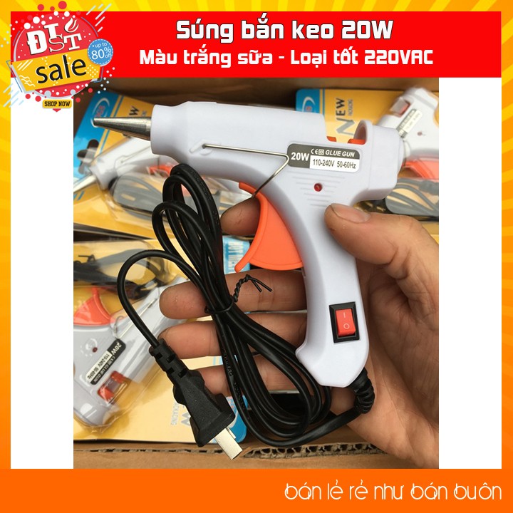 ✅ [RẺ NHẤT VIỆT NAM] ⚡ Súng bắn keo 220V 20W - Màu trắng sữa loại tốt