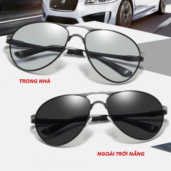 Mắt Kính Đổi Màu Nam Tính Đi Ngày Đêm Kính Râm Phân Cực Polarized K80 Chống UV400 - Tặng Kèm Hộp Da Đựng Kính Khăn Lau