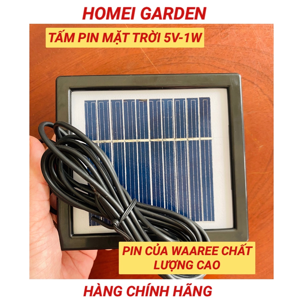 Tấm pin mặt trời mini 1W 5V 0.2A nối sẵn dây mặt kính của WAAREE chất lượng cao dùng DIY - D0003