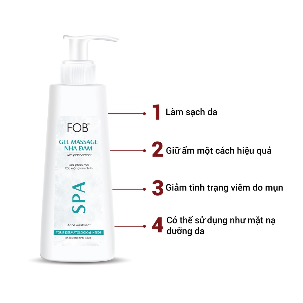 Sữa rữa mặt chăm sóc da nhờn - Mụn trứng cá - FOB® GEL MASSAGE NHA ĐAM