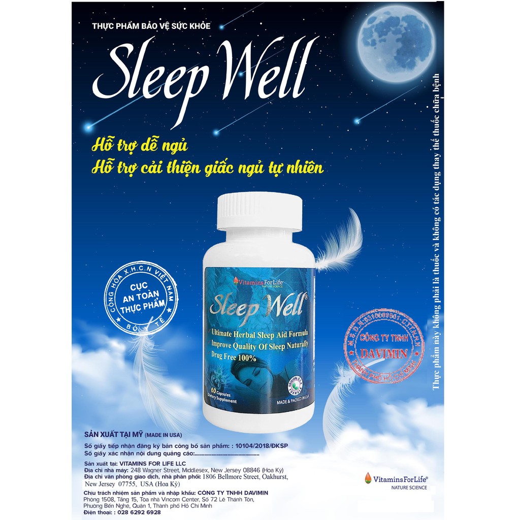 SLEEP WELL – HỖ TRỢ CẢI THIỆN GIẤC NGỦ lọ 60 viên