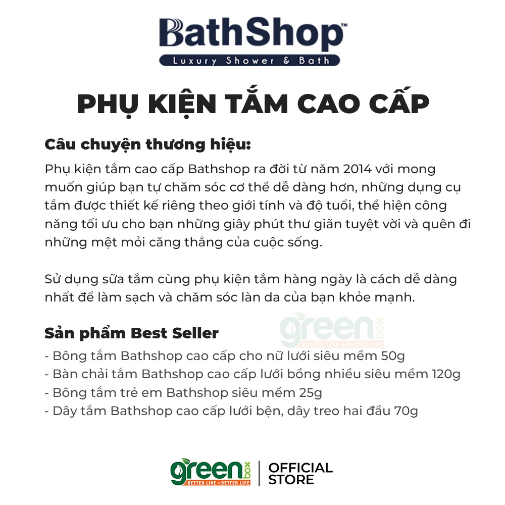 Miếng tắm Bathshop 2 mặt lưới và coton siêu mềm 40g, dây đeo tay thun, giao màu ngẫu nhiên