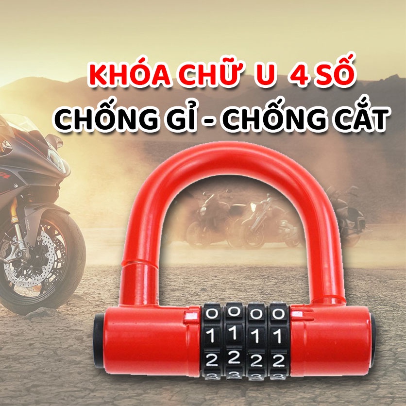 Khóa Càng Xe Máy Mã Số, Khóa Cổng, Khóa Cửa Nhà Chống Nước Chống Gỉ, Khóa Với Thanh Chốt Khóa Thép To Chống Cắt An Toàn