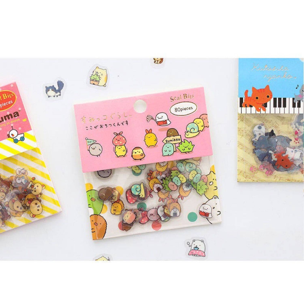Set 50/80 nhãn dán hình Sumikko Gurashi đáng yêu để trang trí nhật ký/lưu bút/sổ tay