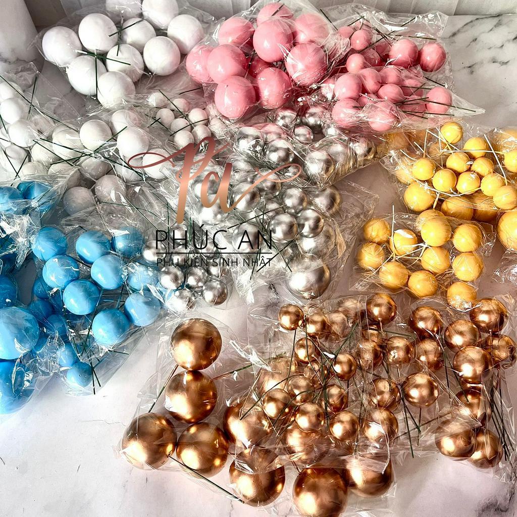 Túi 40 viên bi nhựa màu pastel trang trí bánh kem hpbd