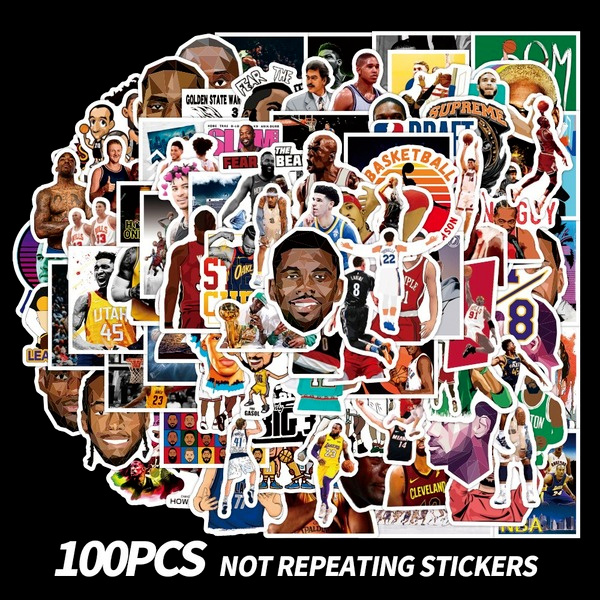 Set 100 Hình Dán Ngôi Sao Bóng Rổ Nba Chống Thấm Nước