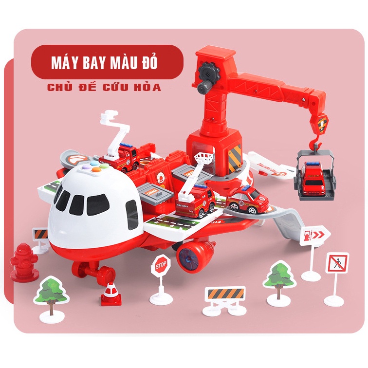 Máy Bay Biến Hình - Kèm Ô Tô Con và 14 Phụ Kiện Cần Cẩu Lắp Ráp Độc Đáo - Đồ Chơi Bé Trai