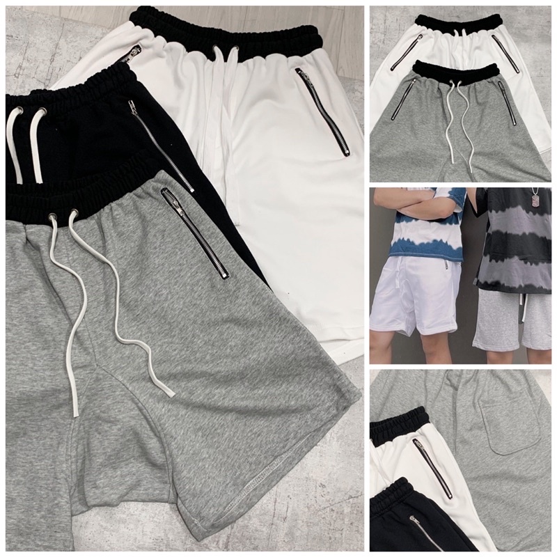 Quần short nỉ zip thụng unisex cho cả nam và nữ