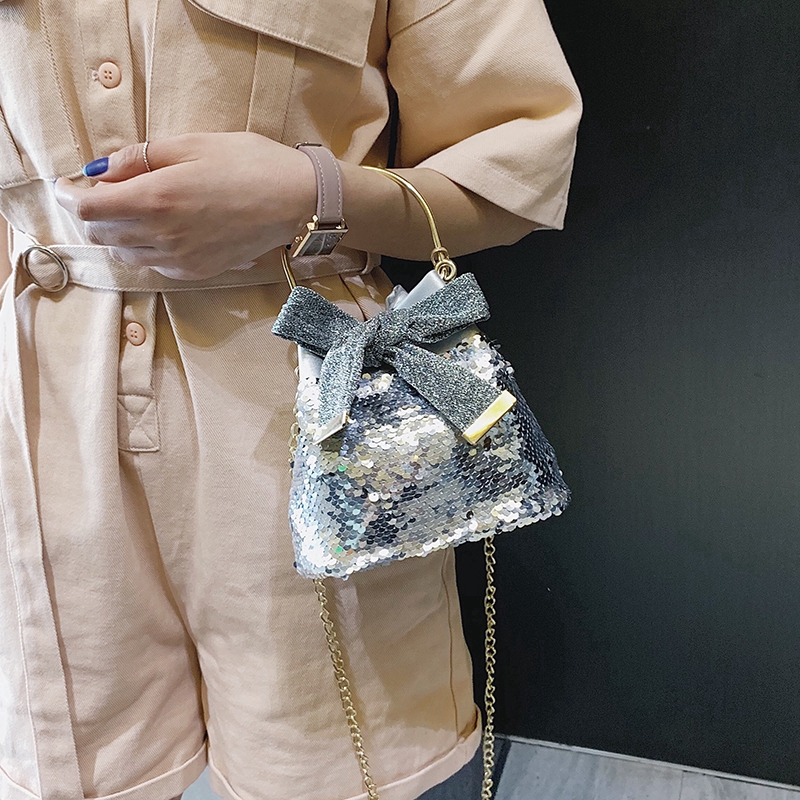 Túi Đeo Vai Mini Đính Kim Sa Lấp Lánh Phong Cách Hàn Quốc