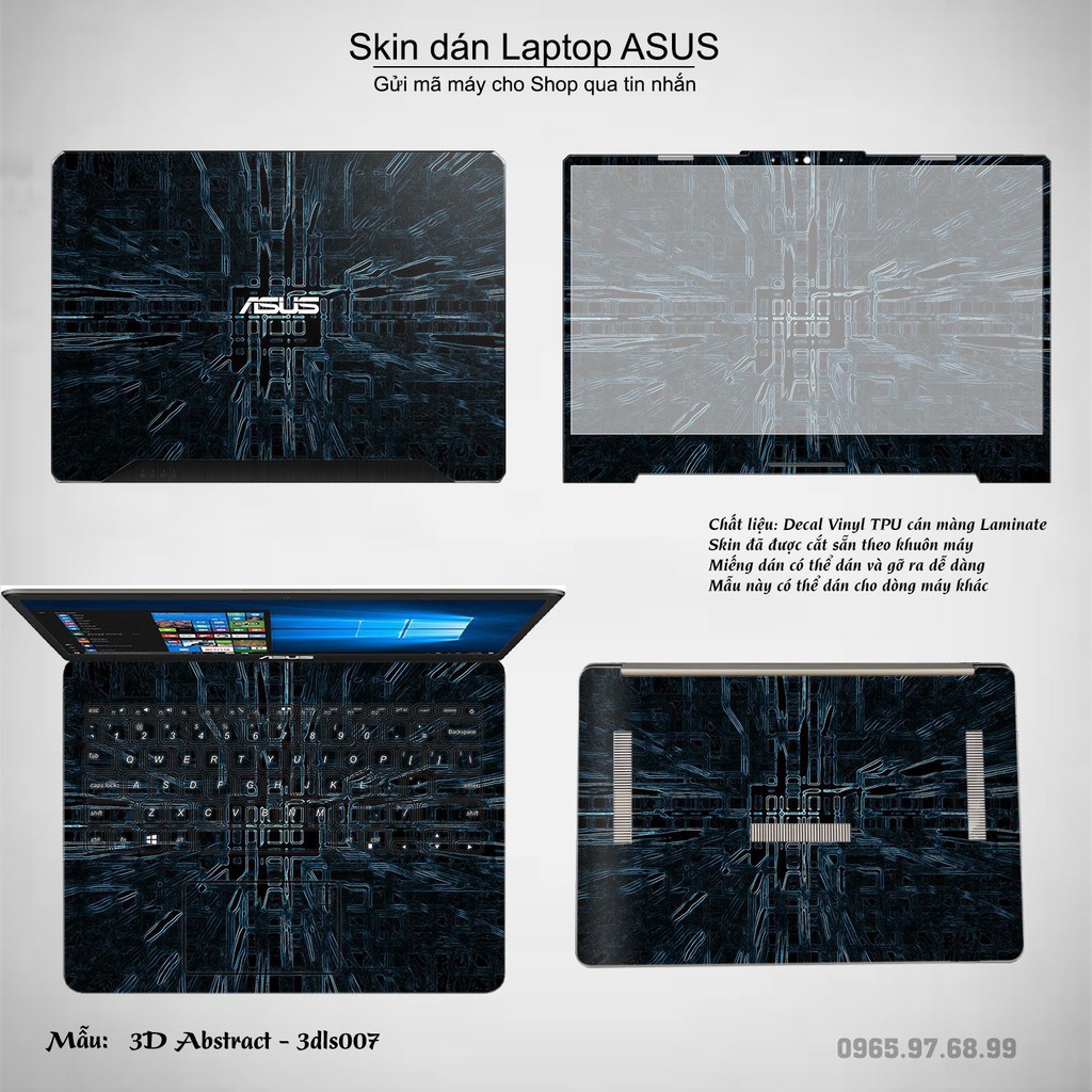 Skin dán Laptop Asus in hình 3D (inbox mã máy cho Shop)