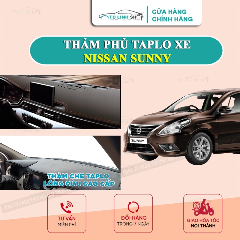 Thảm taplo Nissan Sunny bằng lông Cừu 3 lớp hoặc Da Cacbon