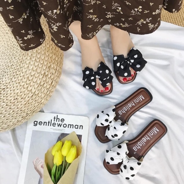 Dép nơ chấm bi