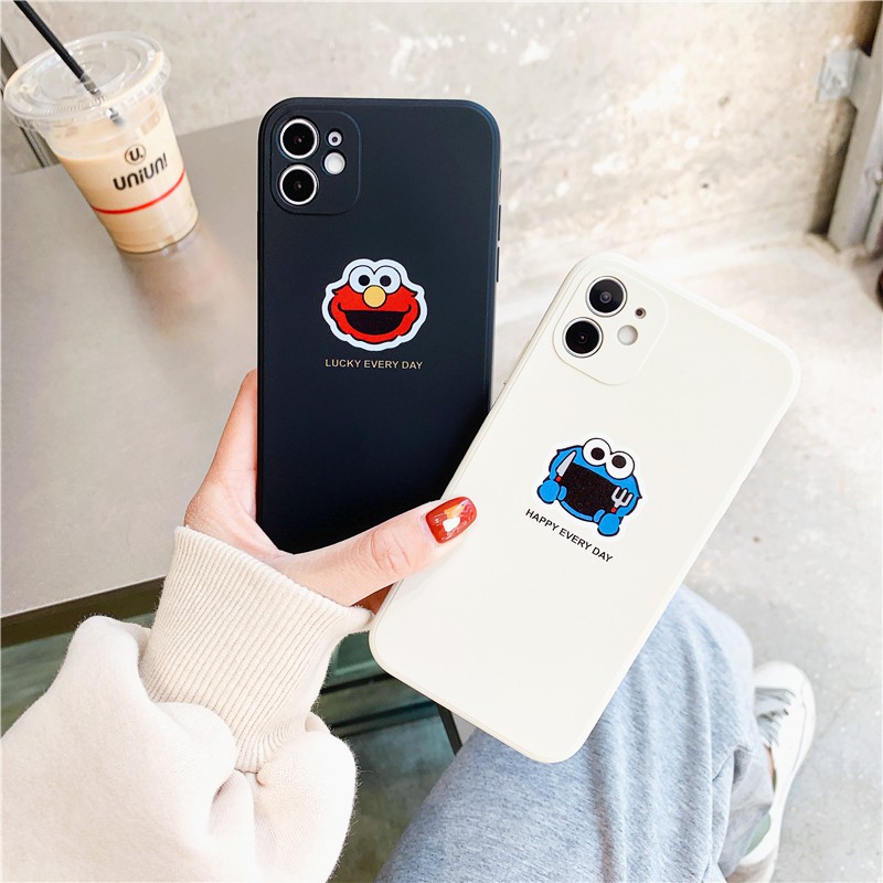 Ốp lưng iphone Elmo happy cạnh vuông in hình viền 5/5s/6/6plus/6s/6splus/7/7plus/8/8plus/x/xs/11/12/pro/max/plus/promax