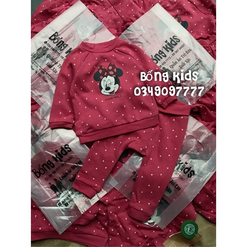 Bộ Nỉ Bé Gái Minnie Chấm Bi Hồng Đỗ C&amp;A