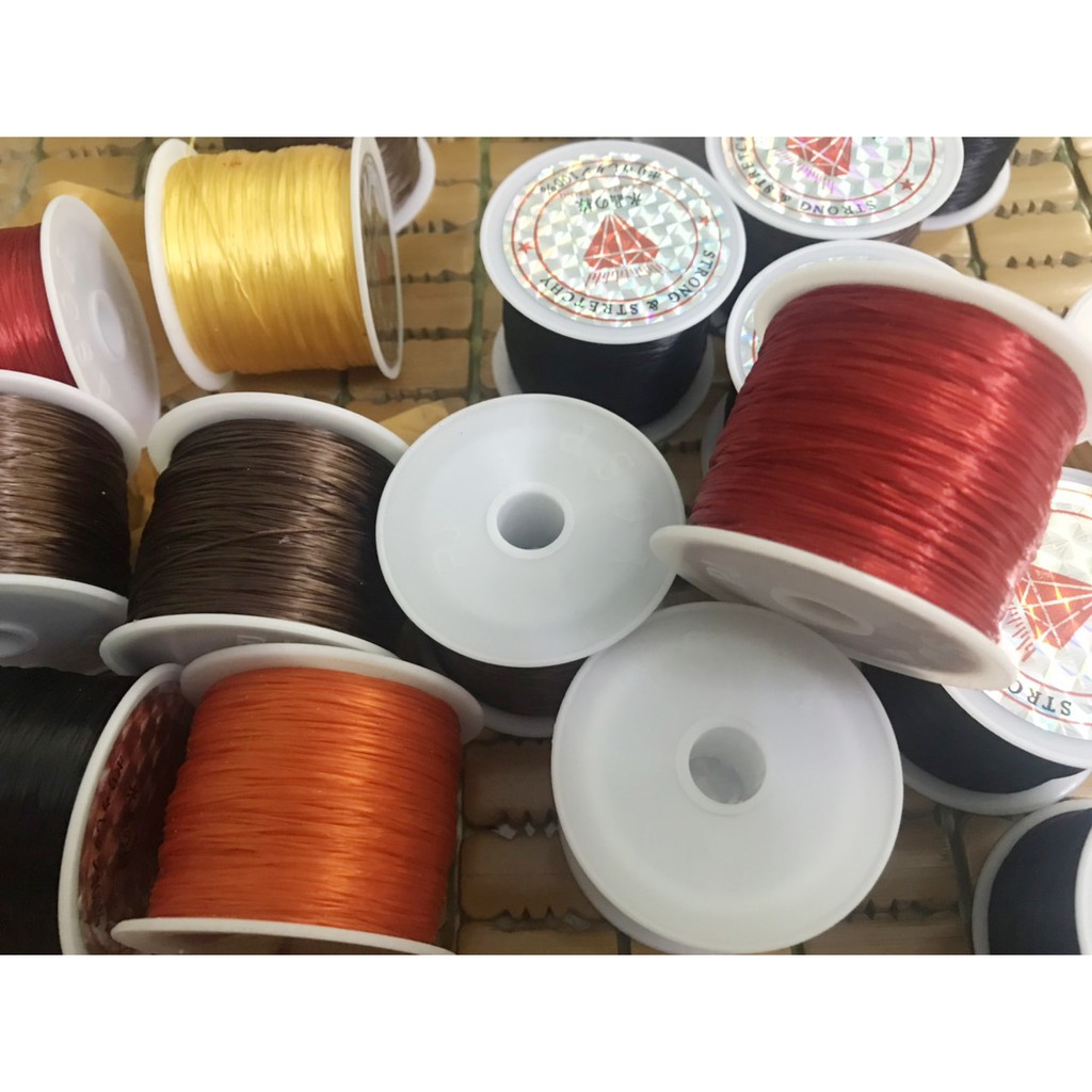 Cuộn dây xỏ chuỗi hạt sợi tơ siêu bền, cước xâu chuỗi hạt - Màu nâu đỏ tím vàng đen xanh trắng hồng cam và nhiều màu