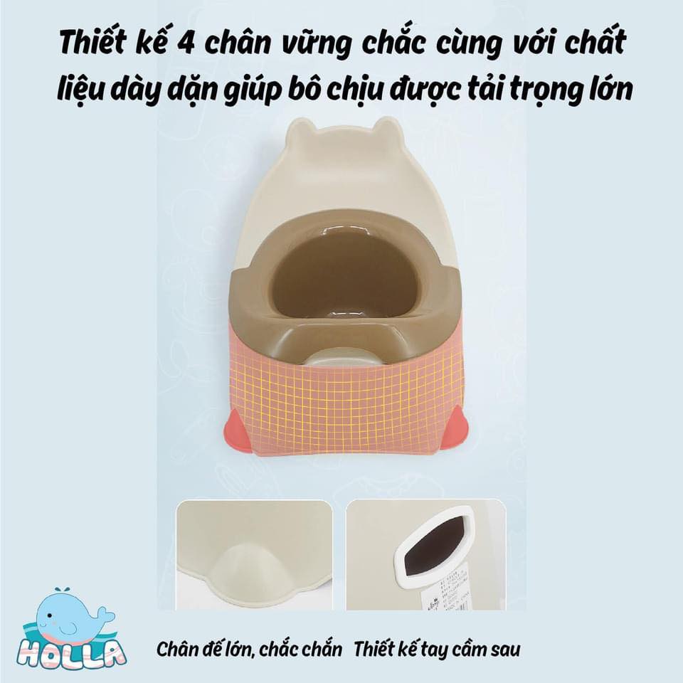 Bô ngồi có nắp đậy tai gấu HOLLA - dễ dàng tháo lắp, lau chùi vệ sinh