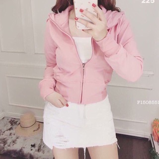 Áo khoác lửng bo eo hoa hồng