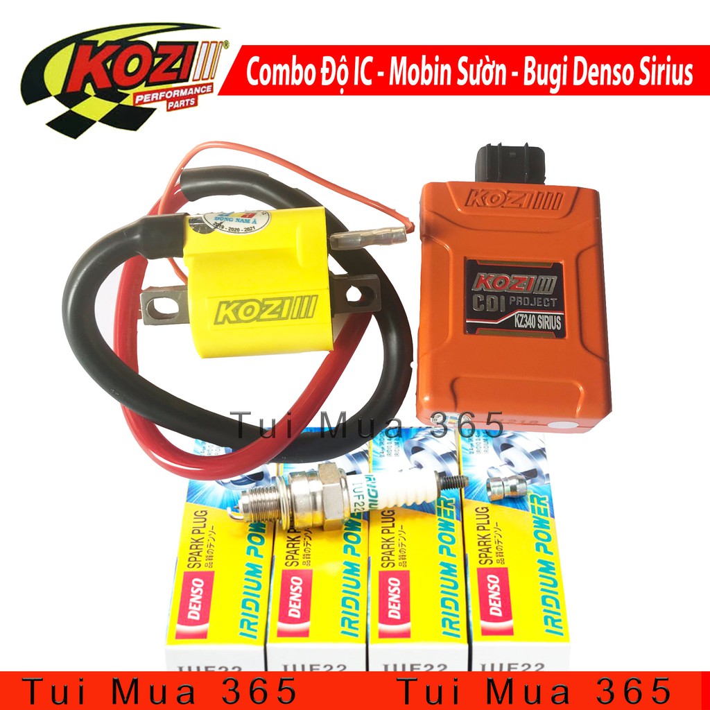 Combo Kozi Full Lửa IC Mobin Bugi Iridium IUF22 Denso Độ Sirius 110, Jupiter, Taurus