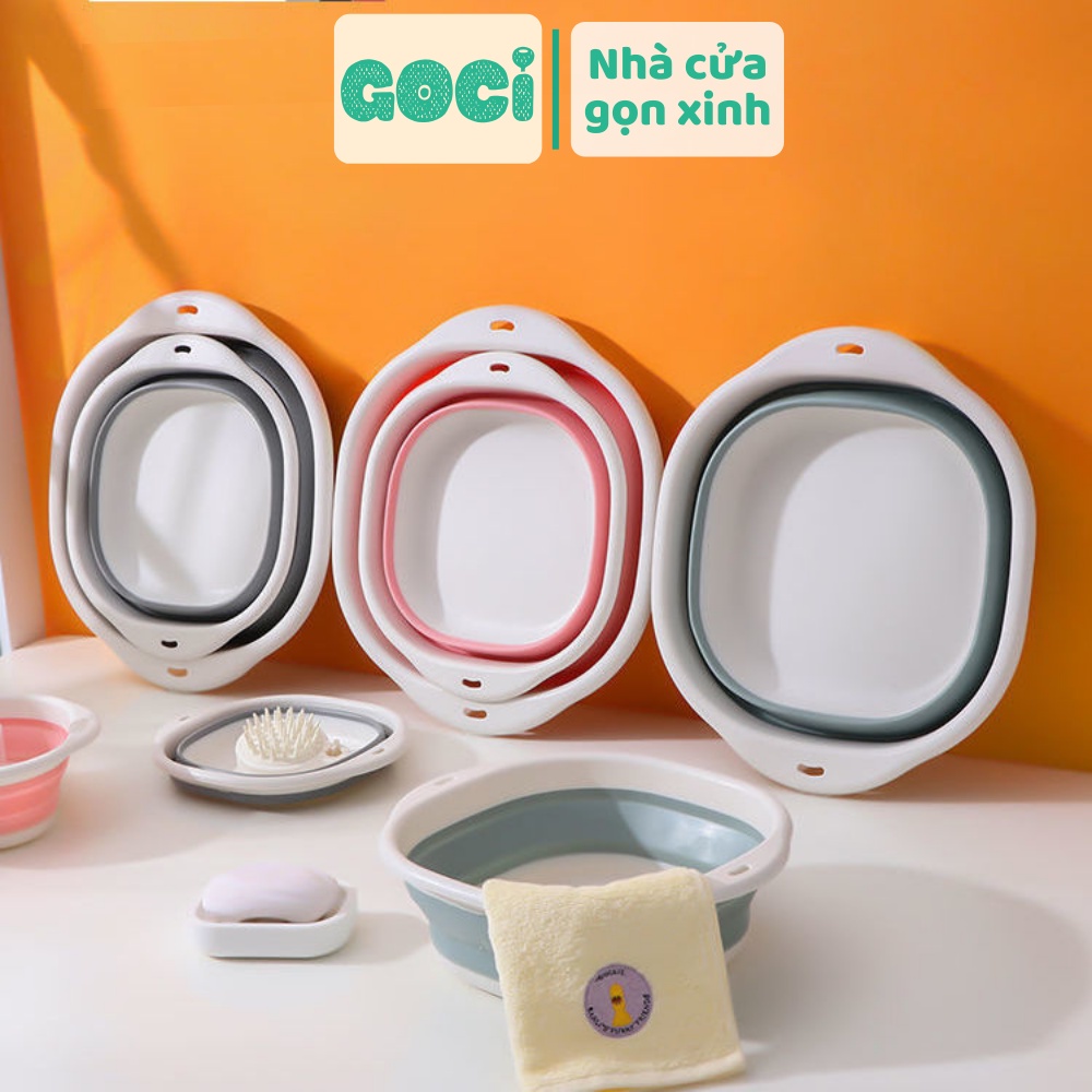Thau gấp gọn silicon, Chậu rửa gấp gọn dùng trong nhà bếp, tiết kiệm không gian
