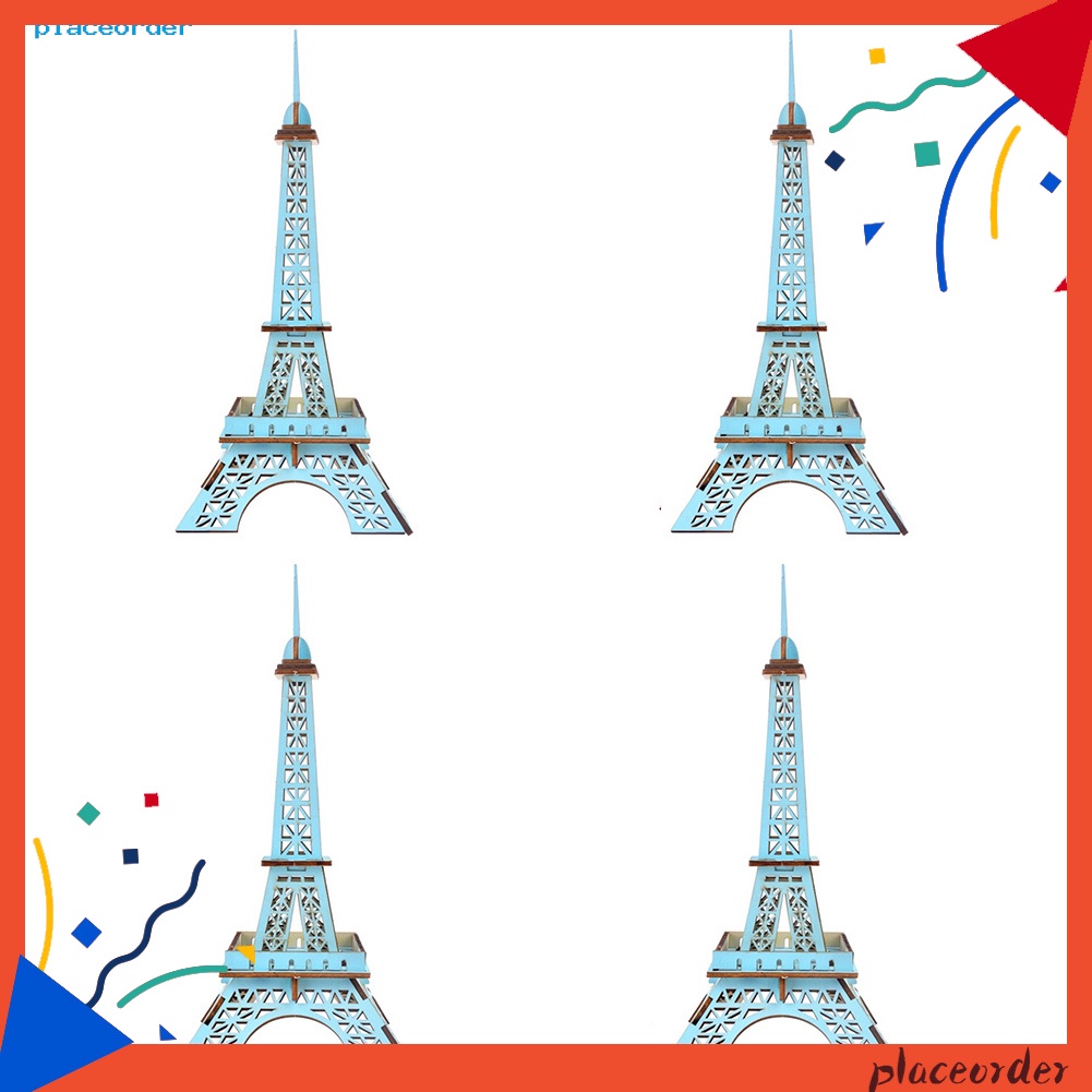 Bộ 4 mô hình tháp Eiffel 3D bằng gỗ dùng trang trí bàn DIY
