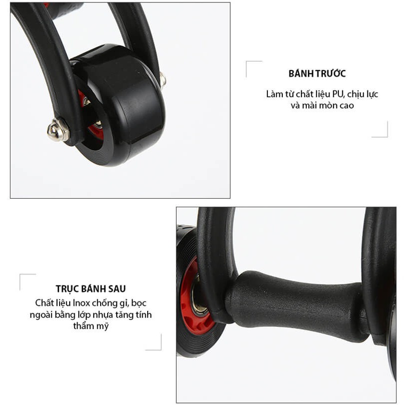 Con Lăn Tập Cơ Bụng 4 Bánh Cao Cấp - Tặng kèm thảm