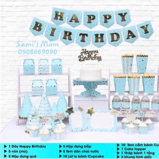 (2 màu) Set để bàn sinh nhật ánh kim
