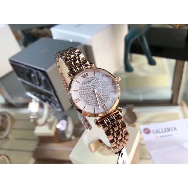 Đồng Hồ Nữ Armani AR1926 mặt tròn đính đá