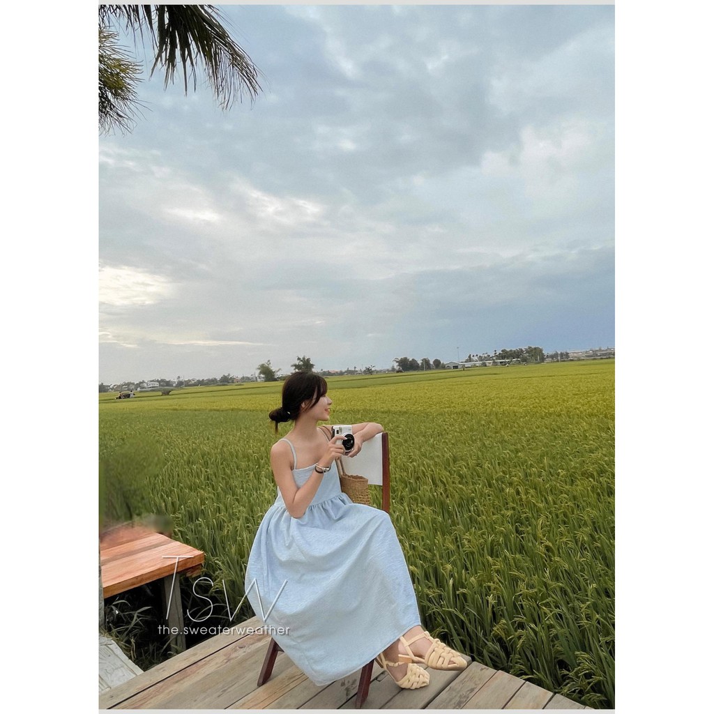 [Mã SKAMA06 giảm 8% tối đa 50K đơn 250K] Váy 2 dây babydoll gấm form rộng có túi bên TSW (Ảnh thật) | BigBuy360 - bigbuy360.vn