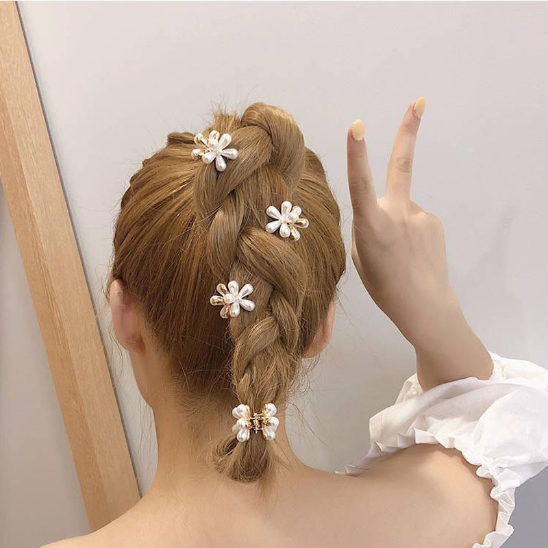 [Mã SKAMCLU8 giảm 10% cho đơn từ 100K] Kẹp tóc càng cua Hàn quốc hoa hạt châu mini cho nữ