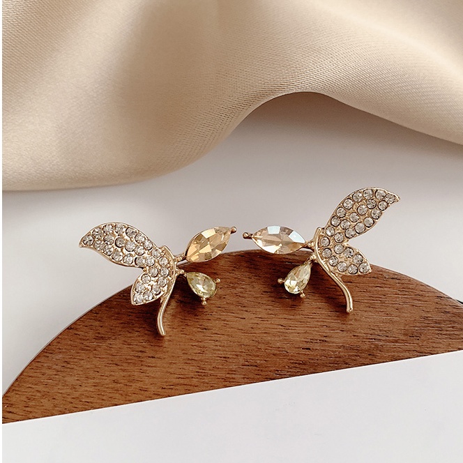 S925 Khuyên Tai Dáng Dài Đính Đá Lấp Lánh Xinh Xắn Phong Cách Hàn Quốc