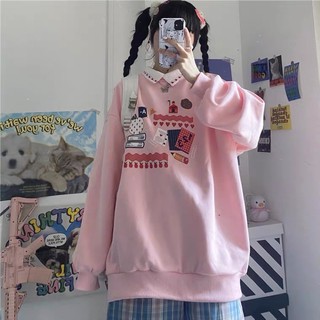 ÁO THUN SWEATER TAY DÀI 💕[Có Ảnh Thật]💕 PHỐI CỔ SƠMI HOẠ TIẾT HOẠT HÌNH DỄ THƯƠNG ✨PHONG CÁCH ULZZANG CỰC XINH