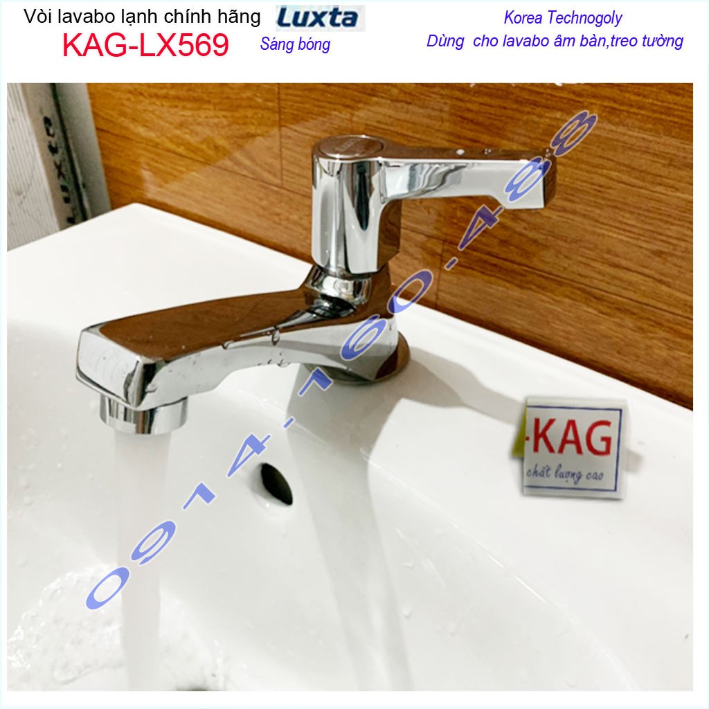 Vòi lavabo lạnh Luxta KAG-LX569 tay gạt vuông, Vòi chậu rửa nước mạnh chrome bóng thiết kế đẹp chất lượng siêu bền