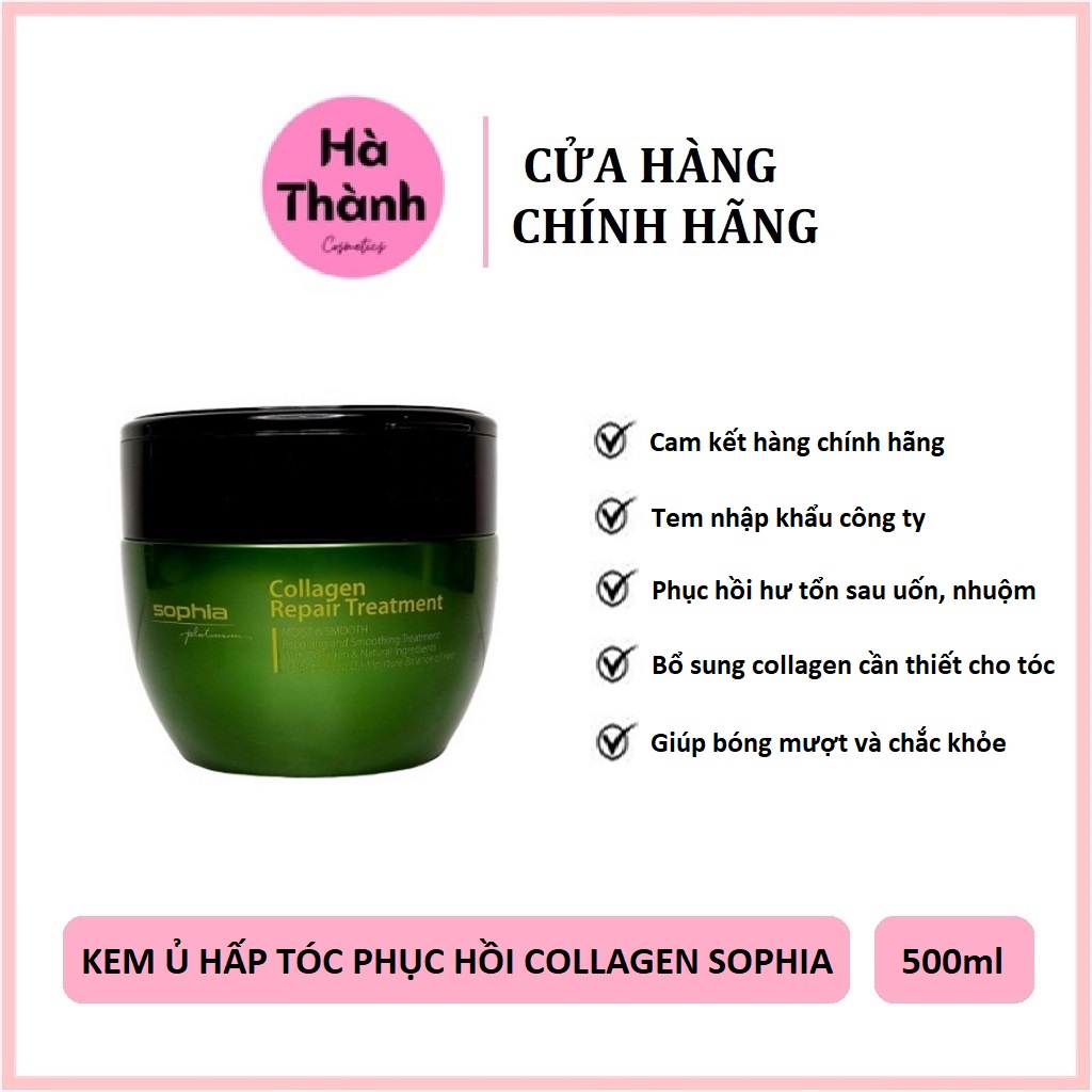 Kem Ủ Hấp Phục Hồi Tóc Collagen Sophia 450ml Siêu Mềm Mượt Chắc Khỏe Hàng Chính Hãng - HT094