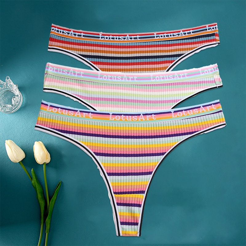 FINETOO Bộ 3 Quần Lót Cotton Lọt Khe Quyến Rũ Cho Nữ