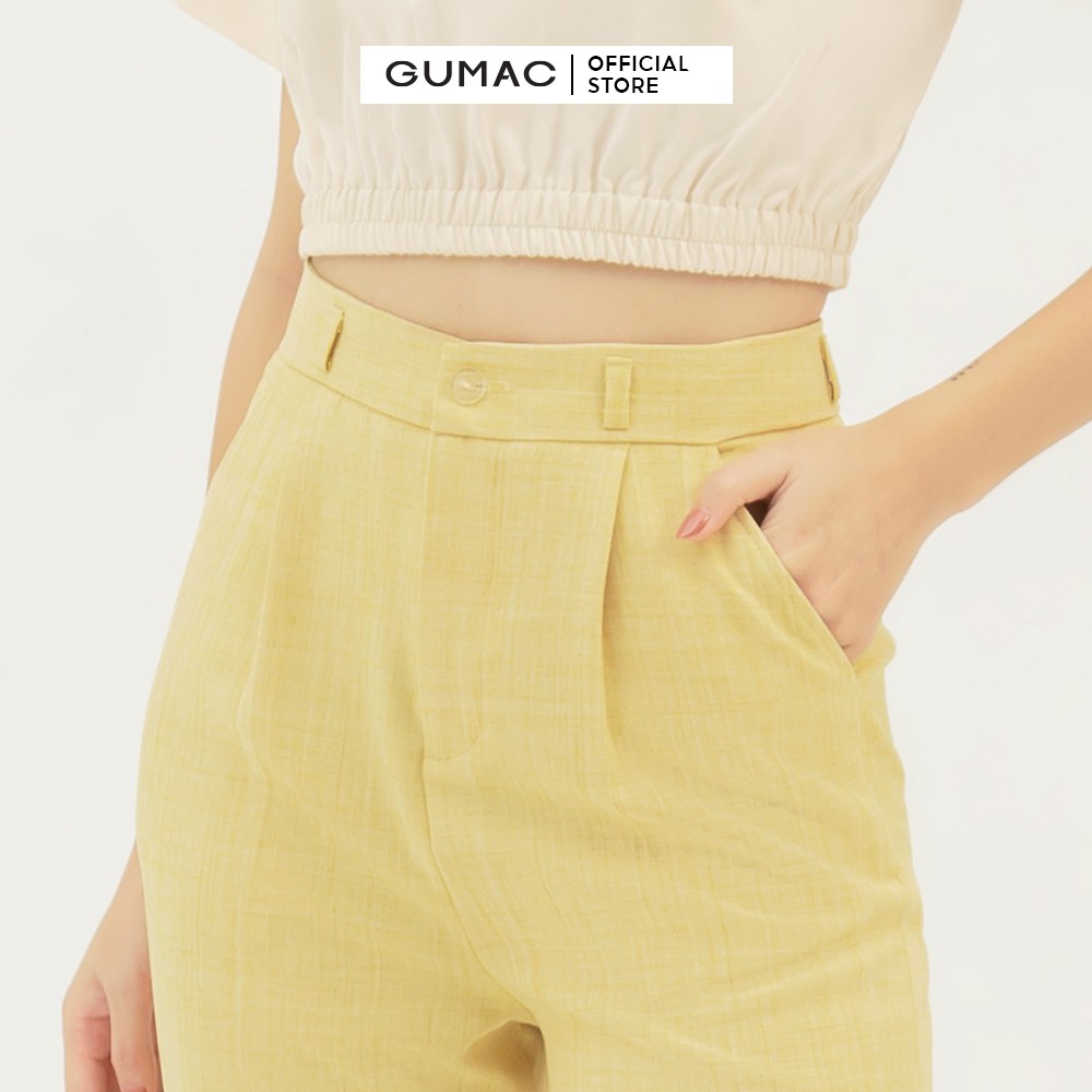 [Mã WABRGU giảm 50k đơn từ 0đ] Áo thun croptop nữ bo chun GUMAC năng động, thời trang unisex màu kem AB3123 | BigBuy360 - bigbuy360.vn