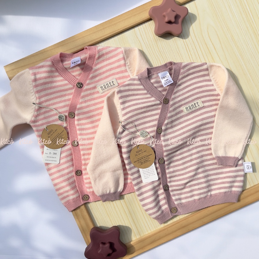 HRNEE Áo len cardigan cài chéo cho bé
