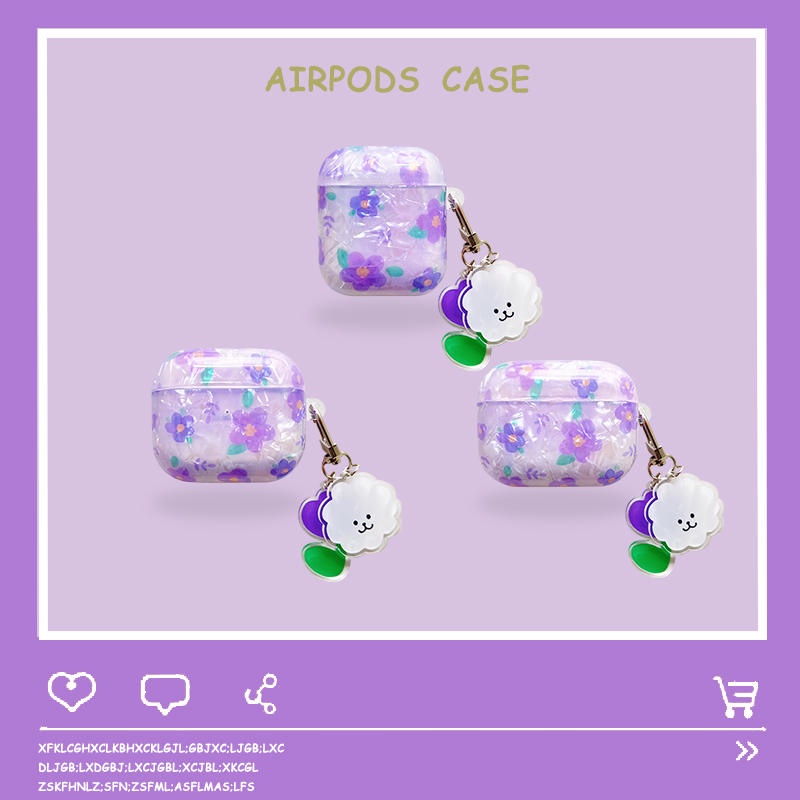 Vỏ Bảo Vệ Hộp Sạc Tai Nghe AirPods3 AirPods3 Họa Tiết Hoa Màu Tím Dễ Thương 2021 Ốp