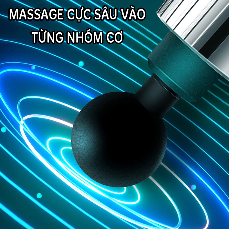 Súng Massage Cầm Tay 4 đầu, 30 cường độ rung FASCIAL GUN PS-008 - Giảm đau mỏi cơ bắp hiệu quả