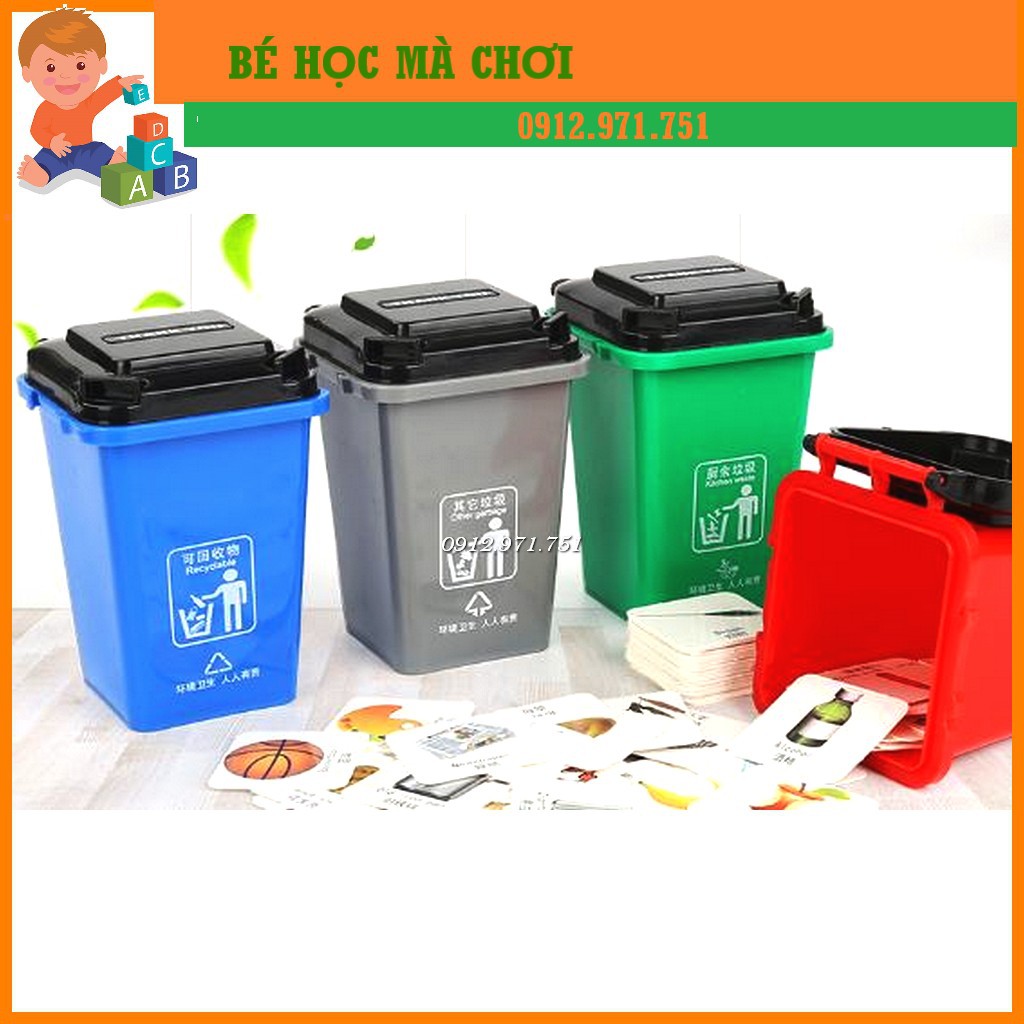 Bộ thùng rác đồ chơi – tập cho bé phân loại rác thải [ORDER]