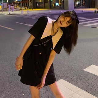 Có Bigsize - Đầm Đen Cổ Bèo Nhọn có hình thật