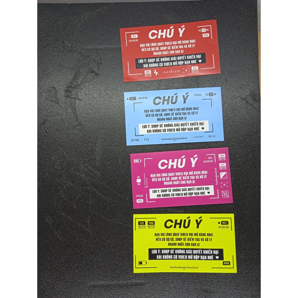 Tem Dán Chú Ý Quay Video Trước Khi Mở Hàng Có Keo Dính 9x5cm