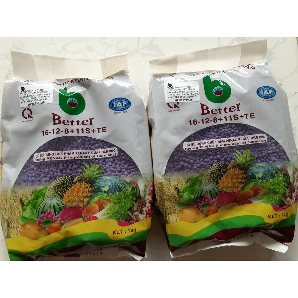 Phân bón  NPK cao cấp - Better - 16-12-8+11S+TE