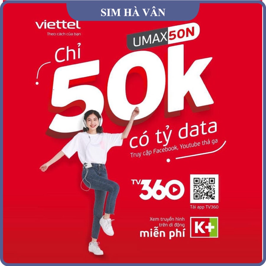 Viettel Umax50N Sim gói data thả ga lướt web 1 năm