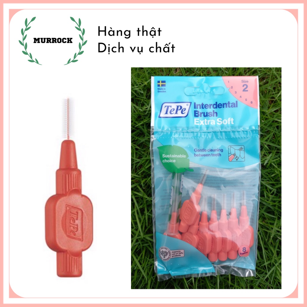 Cây chải kẽ răng  siêu mềm Tepe  Interdental Brush Extra Soft UK Anh Quốc bịch 8 cây