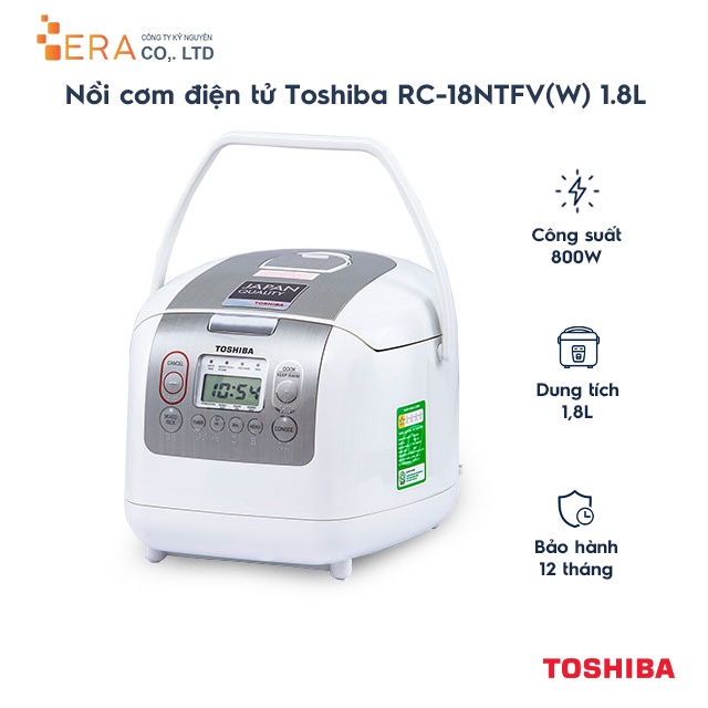 [Mã ELHADEV giảm 4% đơn 300K] Nồi cơm điện tử Toshiba RC-18NTFV(W) 1.8L